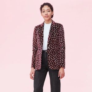 Marc Jacobs Blue Calico Velvet Blazer Jacket